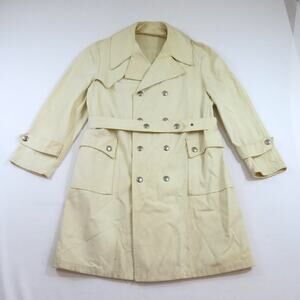 Spatz Canvas Belted Coat Jacket Belted Trench Duster Sz L Ivory 1970s